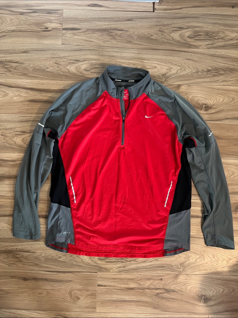 Nike Men’s Red and Gray Half-Zip Performance Jacket